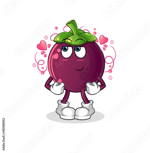 mangosteen shy vector. cartoon character