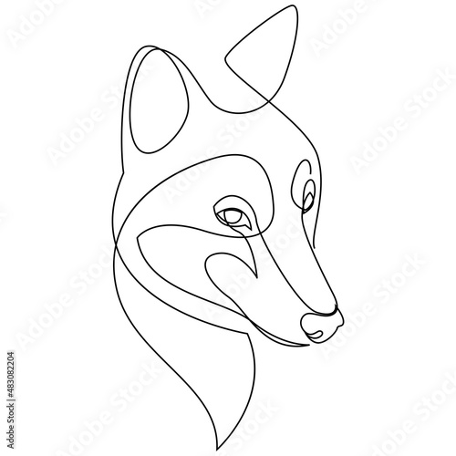 One line wolf design silhouette. Hand drawn minimalism style vector illustration