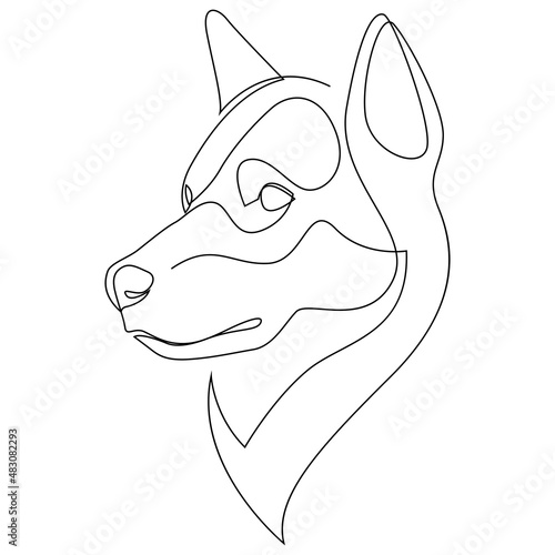 One line wolf design silhouette. Hand drawn minimalism style vector illustration