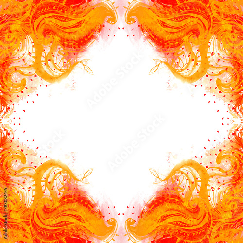 Watercolor orange floral background