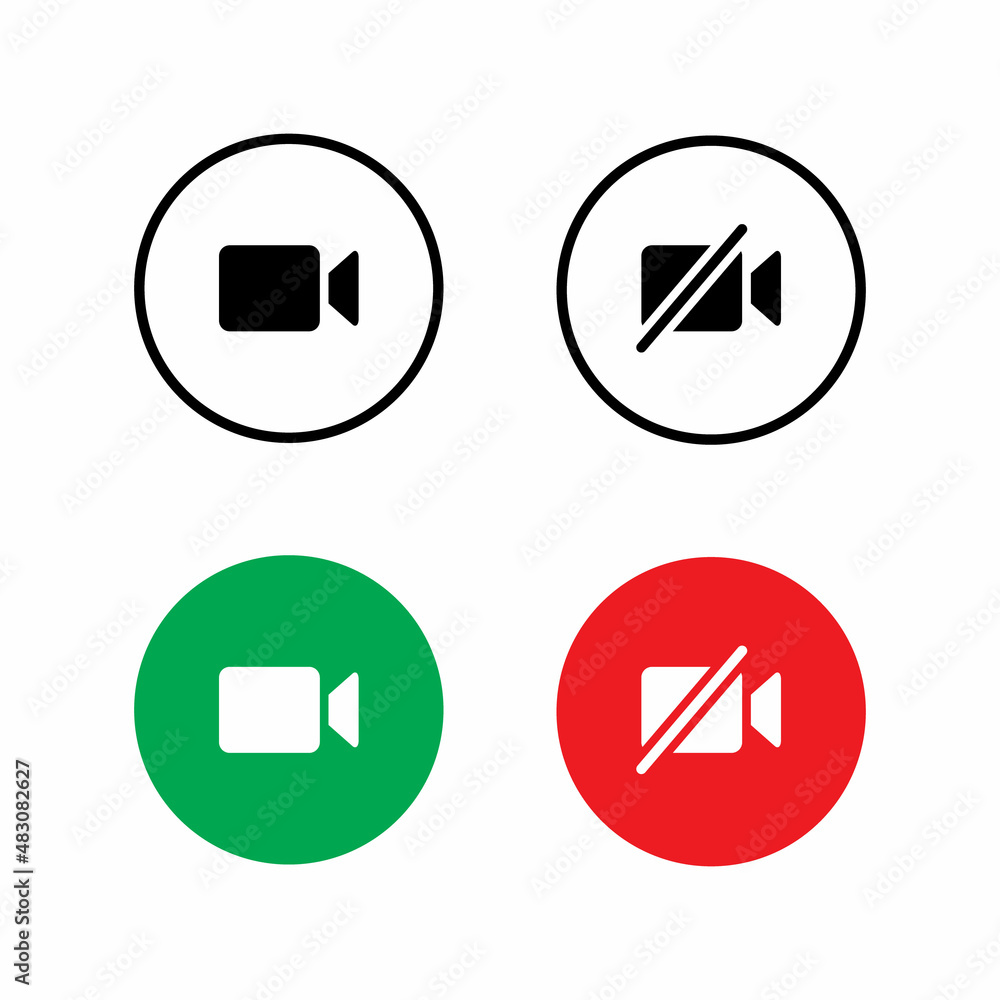 Mute Video Call Icon Vector for Web or Mobile App Mute Video Call Icon Vector for Web or Mobile App