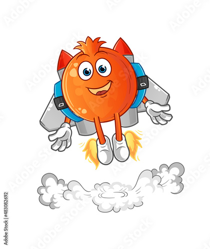pomegranate with jetpack mascot. cartoon vector