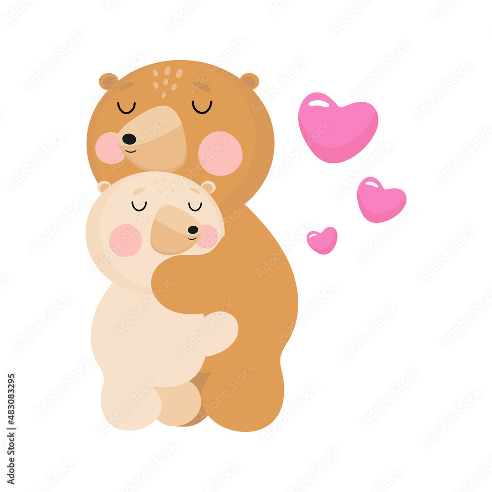 Cute Bears who are hugging. For greeting card, posters, banners, children books, printing on the pack, printing on clothes, wallpaper, textile or dishes. Cute Bears who are hugging. For greeting card, posters, banners, children books, printing on the pack, printing on clothes, wallpaper, textile or dishes.