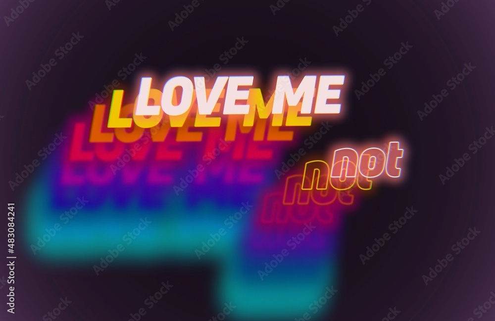 Love me not. Abstract concept colorful illustration in the 80s and 90s synthwave style design on dark background. Love me not. Abstract concept colorful illustration in the 80s and 90s synthwave style design on dark background.
