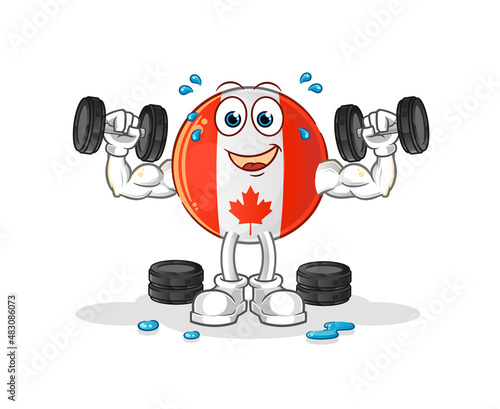 canada flag weight training illustration. character vector