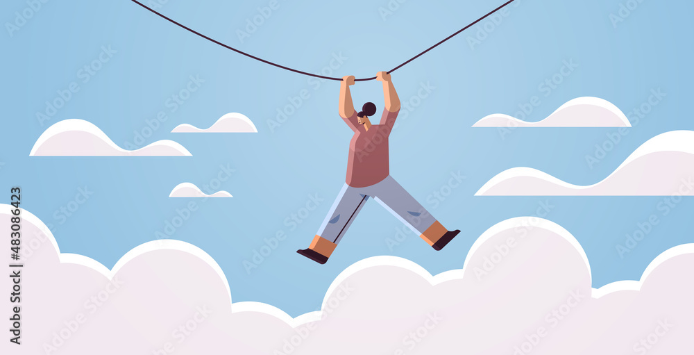 woman hanging rope risk challenge help in business concept horizontal woman hanging rope risk challenge help in business concept horizontal
