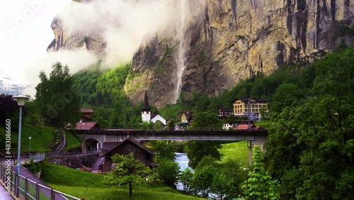 Amazing nature of Switzerland in a small town Lauterbrunnen