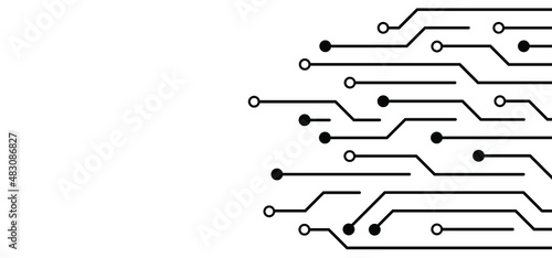Circuit board or electronic motherboard. lines and dots connect. Vector high-tech technology data. Communication and engineering concept. digital tech background. Corporate engineering drawing design.