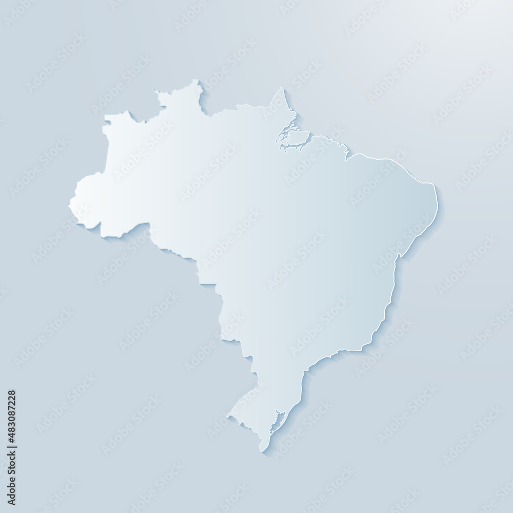 Brazil Map 3D on gray background