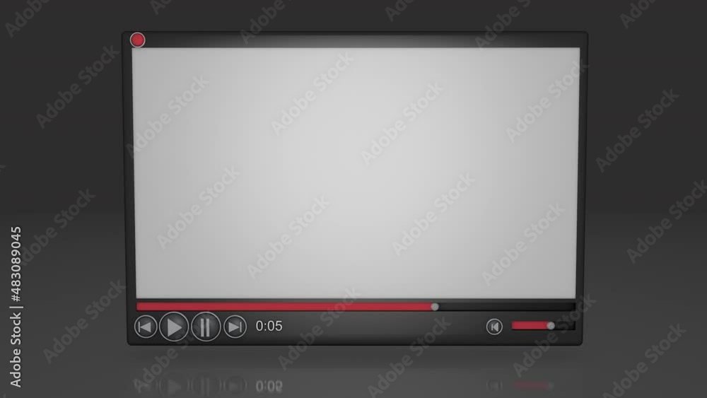 Video player. Animation of the program interface. 3D rendering Video player. Animation of the program interface. 3D rendering