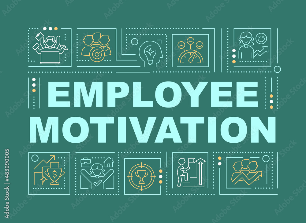 Worker motivation word concepts dark green banner. Job recognition ...