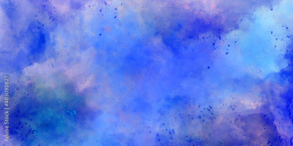 Obraz premium Dark Blue and pink gradient abstract watercolor painting textured on white paper background with splashes. colorful watercolor background. hand painted by brush. 