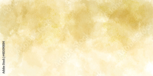 Golden watercolor painted background. Abstract Illustration wallpaper. Brush stroked painting. Abstract gold watercolor background.	
