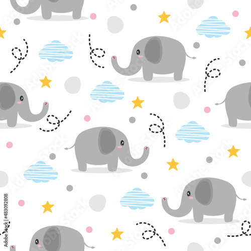 Cute elephants cartoon illustration patterns
