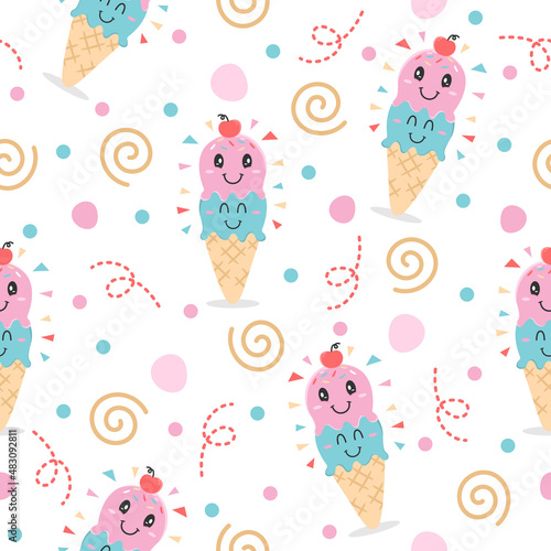 Sweet ice cream cartoon illustration patterns