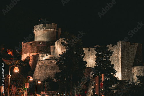 castle in the night, Dubrovnik, Croatia