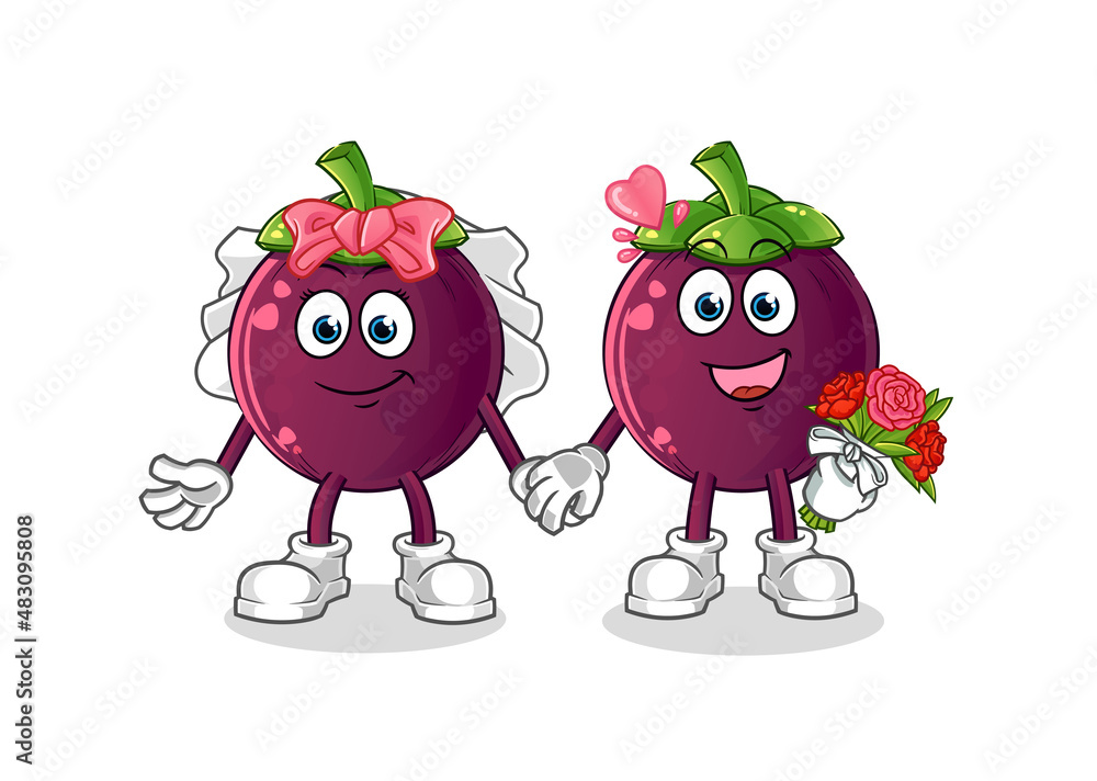 mangosteen wedding cartoon. cartoon mascot vector mangosteen wedding cartoon. cartoon mascot vector