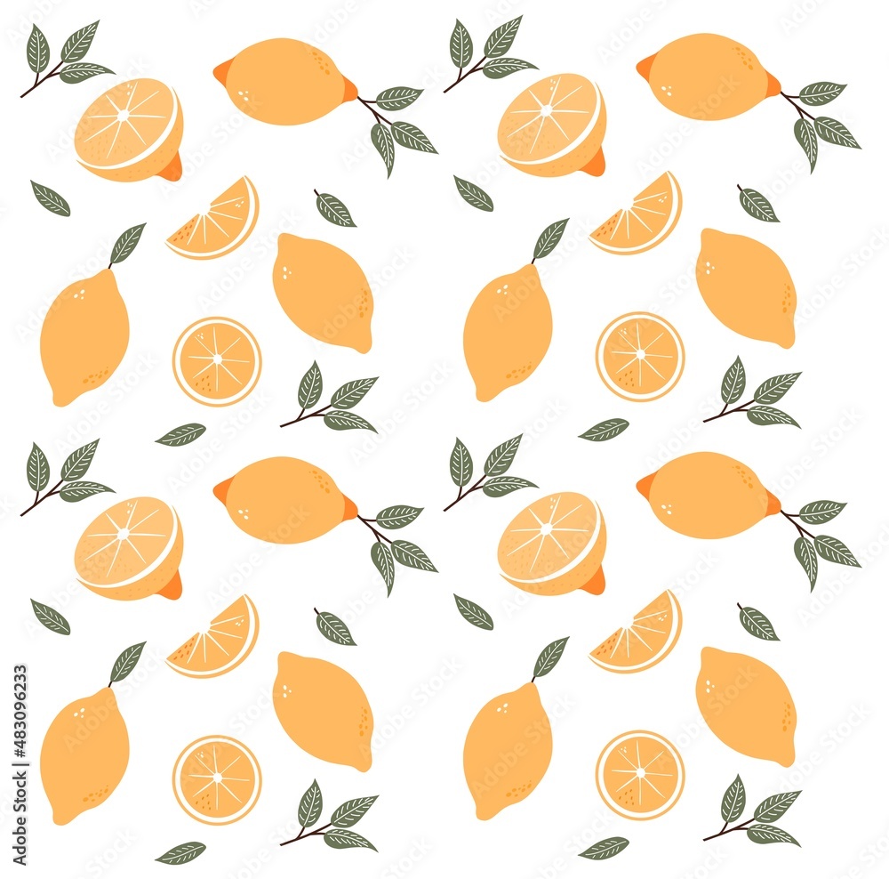 pattern with lemons and leaves pattern with lemons and leaves