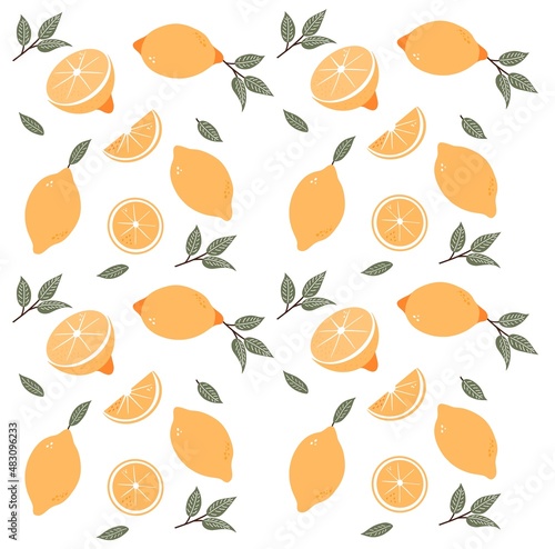  pattern with lemons and leaves