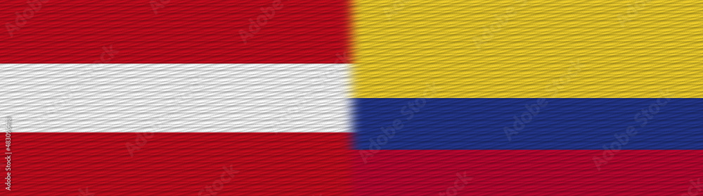Colombia and Austria Fabric Texture Flag – 3D Illustration Colombia and Austria Fabric Texture Flag – 3D Illustration