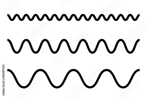 黒色のなみなみ線のイラスト 黒い曲線各種 Stock ベクター Adobe Stock