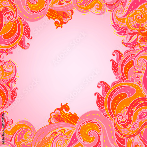 Floral paisley vector colorful ornate frame