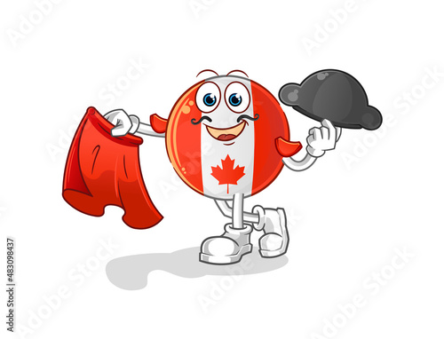 canada flag matador with red cloth illustration. character vector