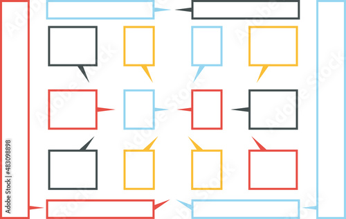 四角と三角の吹き出しセット_カラフル