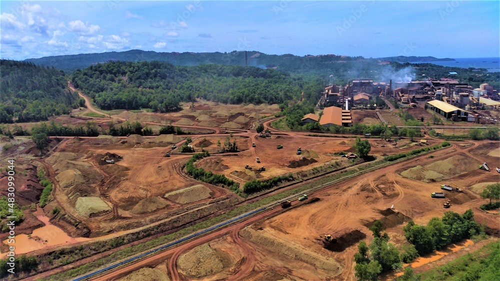 Naklejka premium Stockplie ore area to be processed in nickel smelters