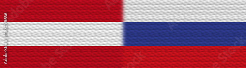 Russia and Austria Fabric Texture Flag     3D Illustration
