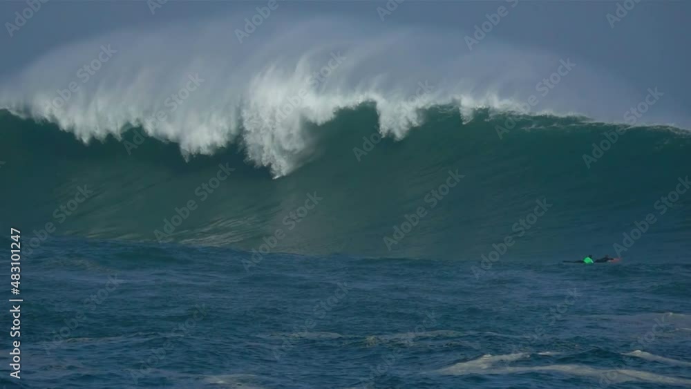 Sea very big wave, extreme ocean, sea spray foam, blue sky
Sea very big wave, extreme ocean, sea spray foam, blue sky