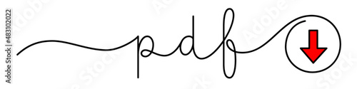 PDF black and red vector calligraphic web button