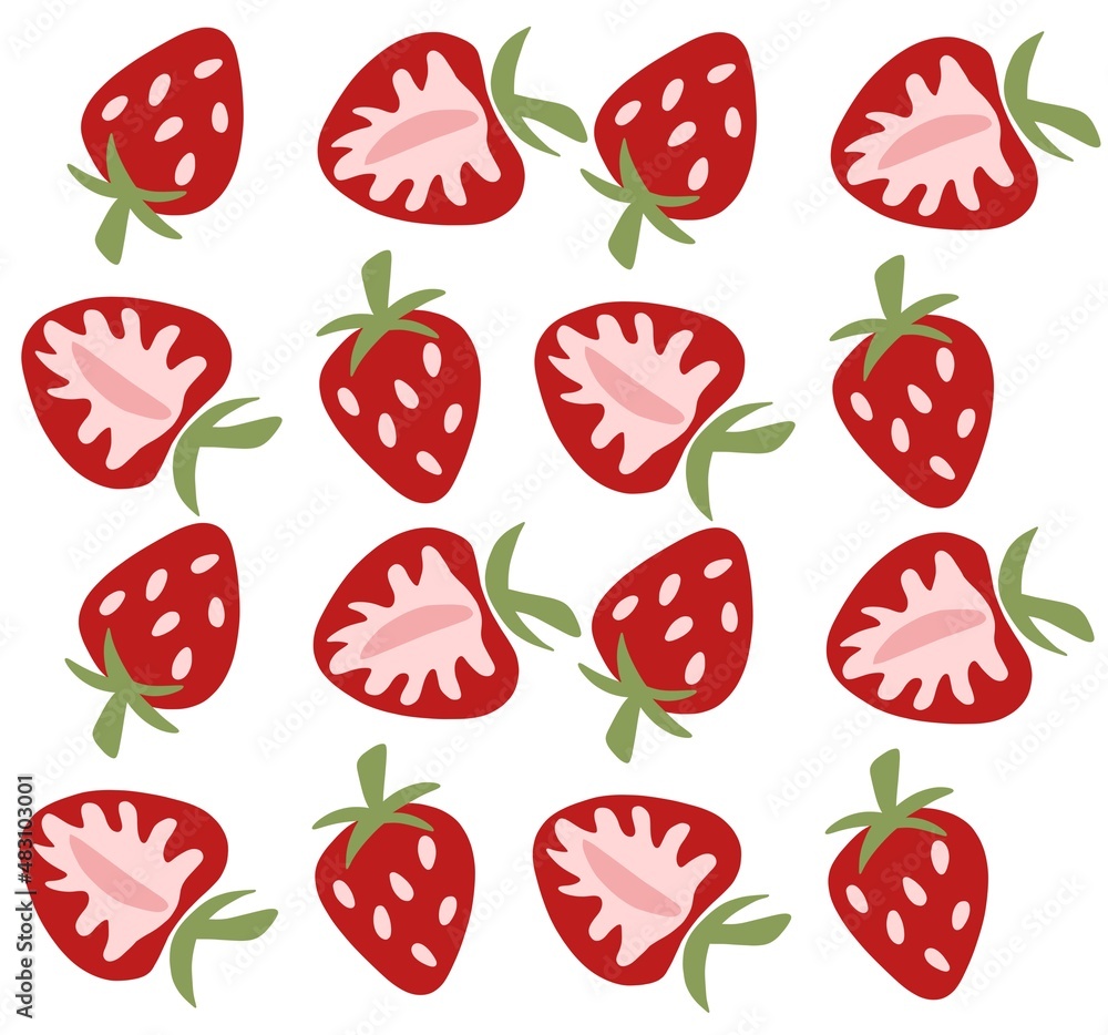 Colorful textile pattern with strawberries Colorful textile pattern with strawberries