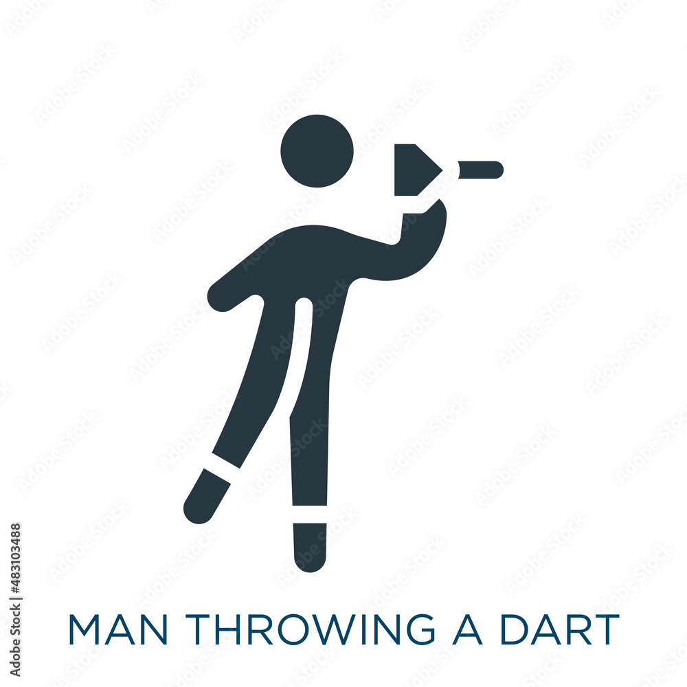 man throwing a dart vector icon. man throwing a dart, man, goal filled