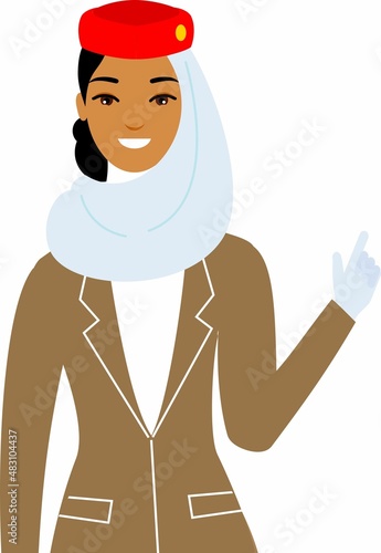Stewardess air hostess in Uniform in Flat Style.
