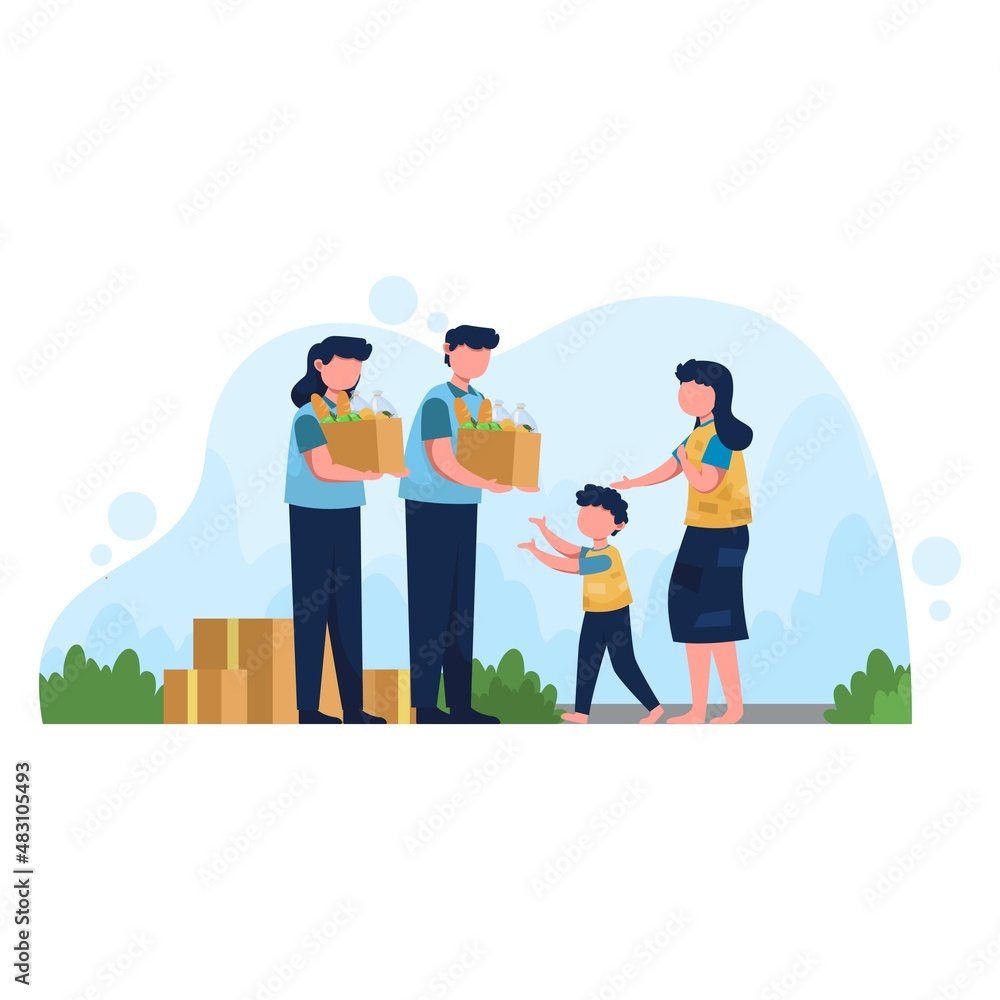 Charity Food, clothes, toys, boxes, volunteer, fund, poor Vector. Cartoon. Isolated art Set, collection Charity Food, clothes, toys, boxes, volunteer, fund, poor Vector. Cartoon. Isolated art Set, collection