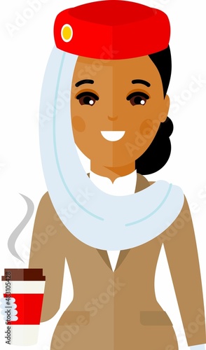 Stewardess air hostess in Uniform in Flat Style.