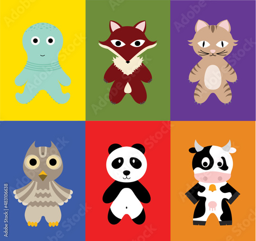 set Simpatici dolci carini cool animaletti per bambini giocattoli pupazzi puppet volpe polpo mucca gufo gatto panda