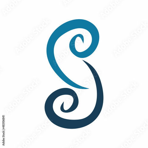 blue infinity color line initial s letter logo design