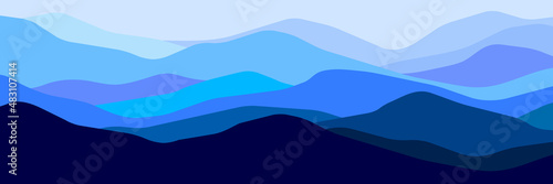 Multicolor mountains panorama, translucent waves, abstract color glass shapes, modern background, vector design Illustration for you project