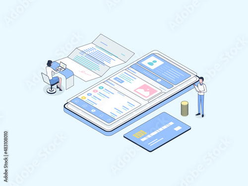 Insurance Isometric Illustration Lineal Color. Suitable for Mobile App, Website, Banner, Diagrams, Infographics, and Other Graphic Assets.