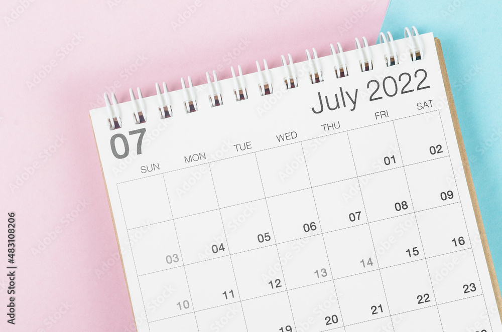 July 2022 desk calendar on beautiful background. July 2022 desk calendar on beautiful background.