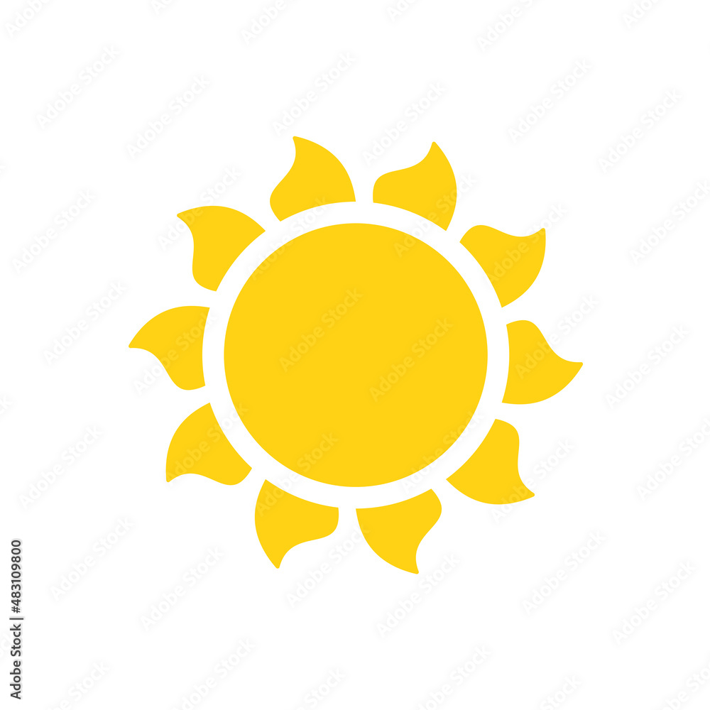 Vector cartoon yellow sun Shining light rays to heat the summer. Isolated on white background. Vector cartoon yellow sun Shining light rays to heat the summer. Isolated on white background.