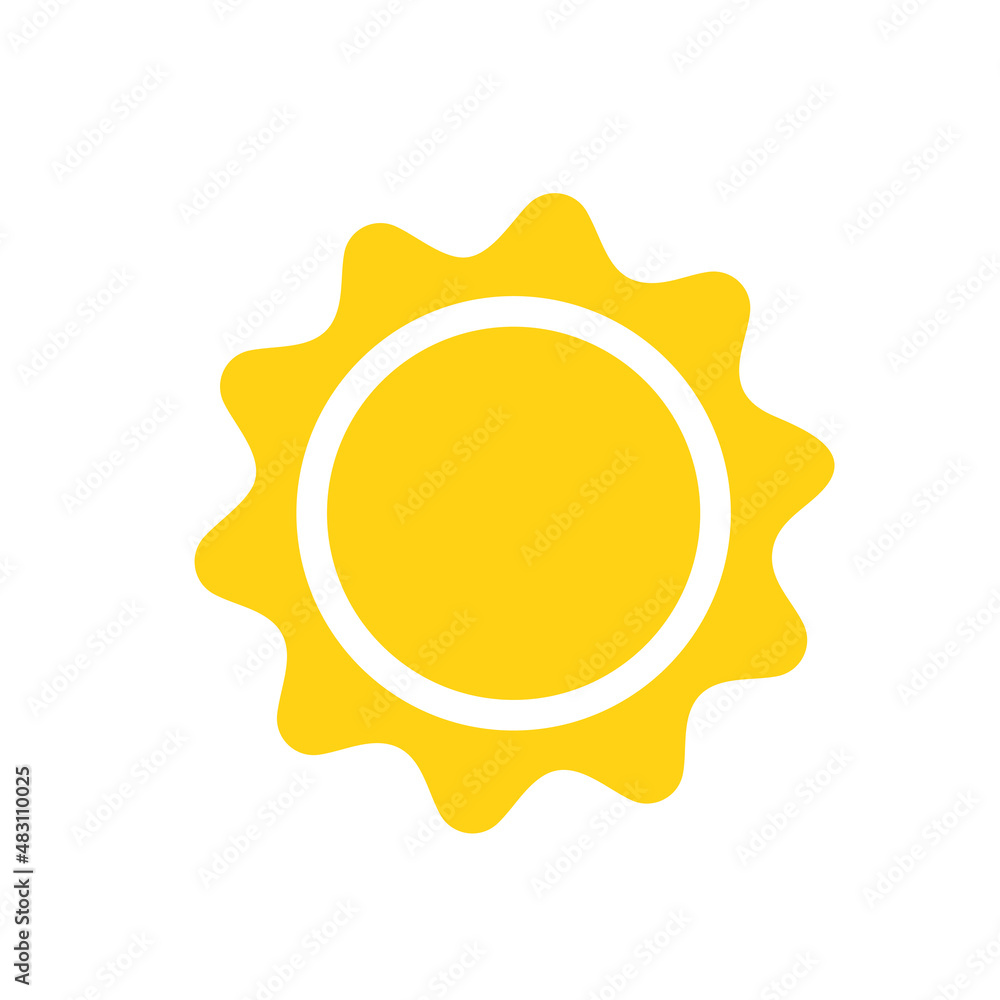 Vector cartoon yellow sun Shining light rays to heat the summer. Isolated on white background. Vector cartoon yellow sun Shining light rays to heat the summer. Isolated on white background.