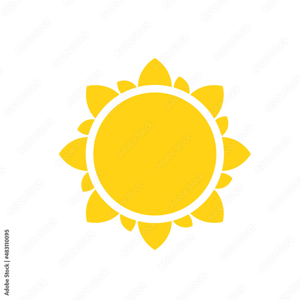 Vector cartoon yellow sun Shining light rays to heat the summer. Isolated on white background. Vector cartoon yellow sun Shining light rays to heat the summer. Isolated on white background.