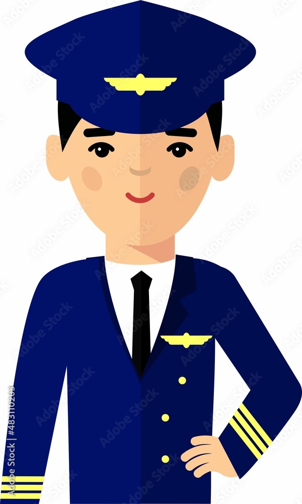 Pilot Captain Aircraft Captain in Flat Style Pilot Captain Aircraft Captain in Flat Style