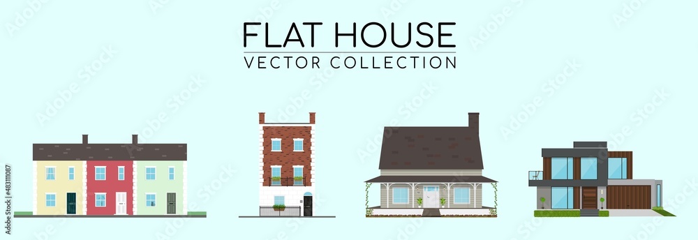 Flat house vector collection