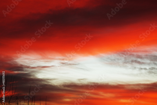 Red Blurry Sunset Sky