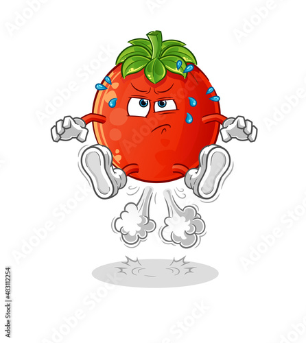 tomato fart jumping illustration. character vector