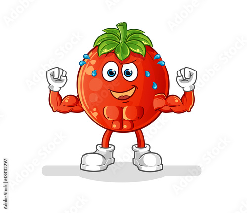 tomato muscular cartoon. cartoon mascot vector